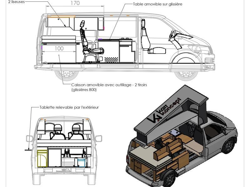 Alcar Amenagements fourgons Renault Trafic, Défender 110, VW T5/T6,  Aménagements et toits relevables